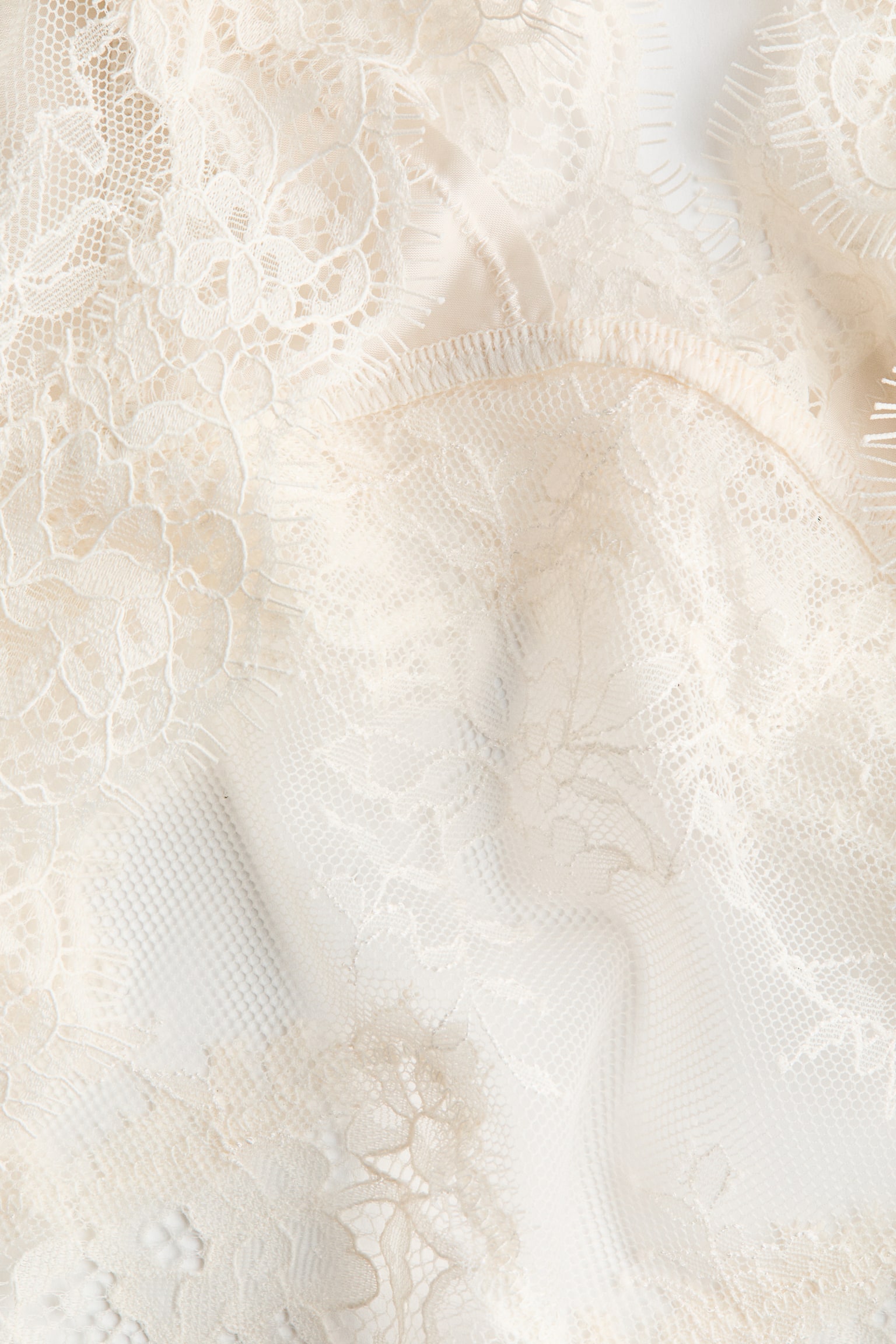 Bralette en microfibre et dentelle - Blanc/Marron foncé - 2