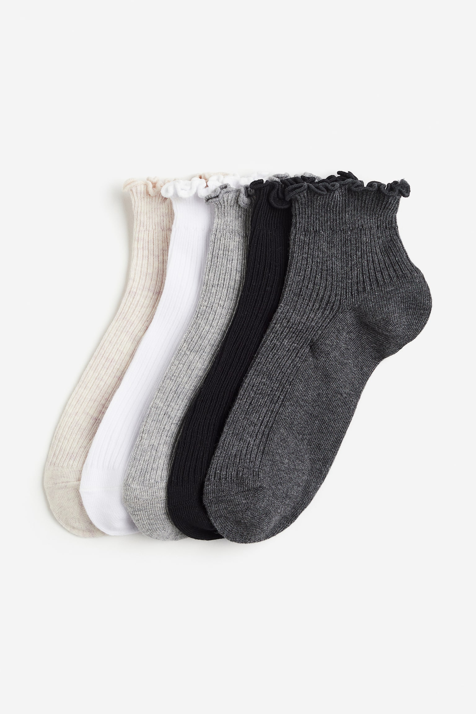 5-pack Frill Trim Socks - Dark grey marle/Black - 3