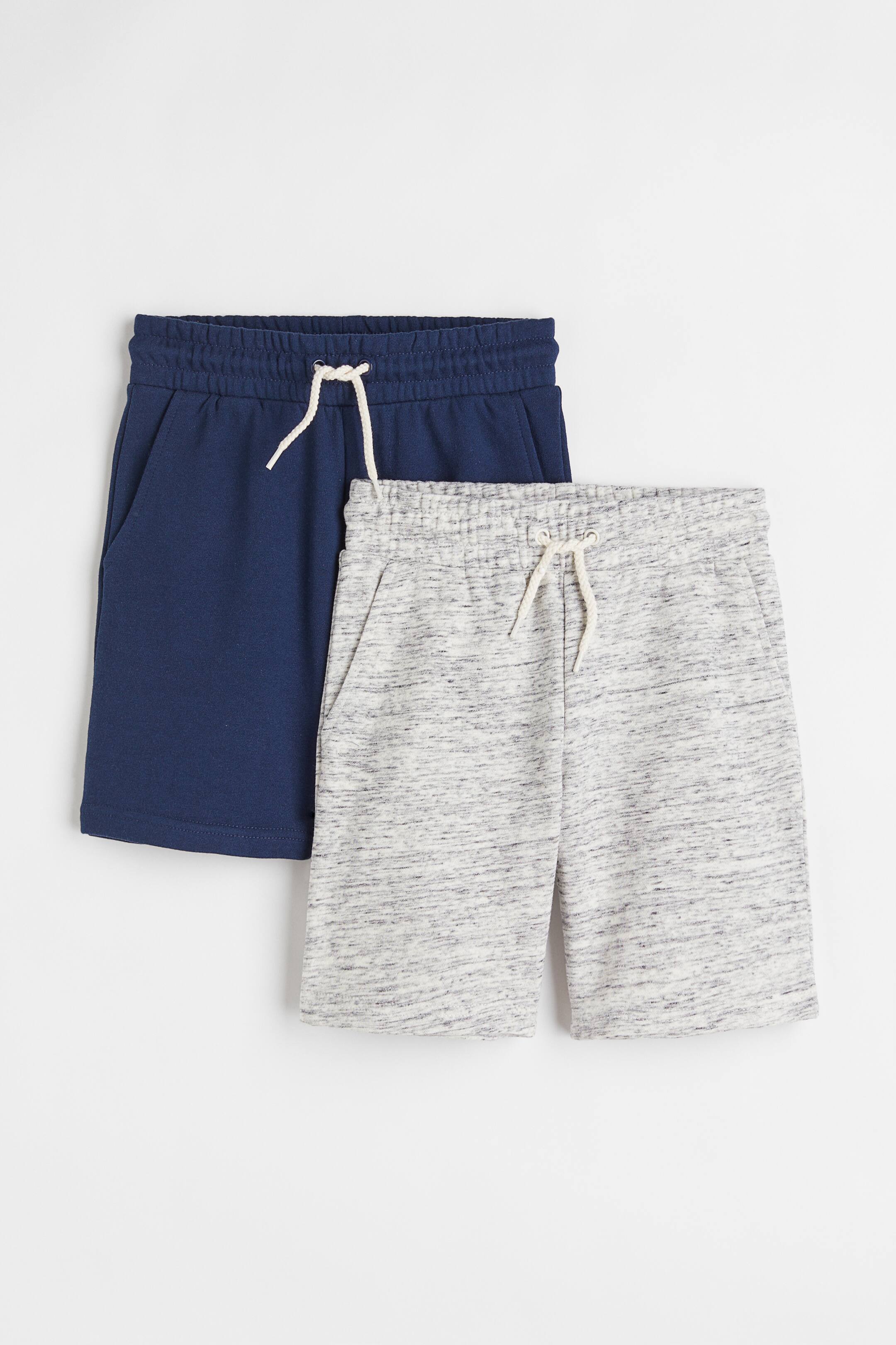 Grotere afbeelding bekijken: Set van 2 sweatshorts - Grijs gemêleerd/donkerblauw - KINDEREN | H&M BE 1