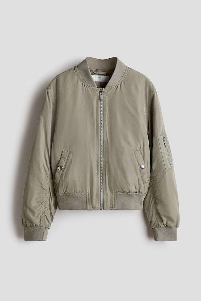 Padded Bomber Jacket - Khaki green/Light beige/Light pink/Black - 1