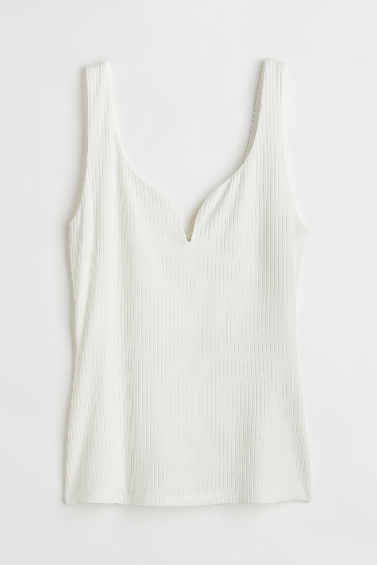 Ribbed top - Sweetheart neckline - Sleeveless - White - Ladies | H&M GB