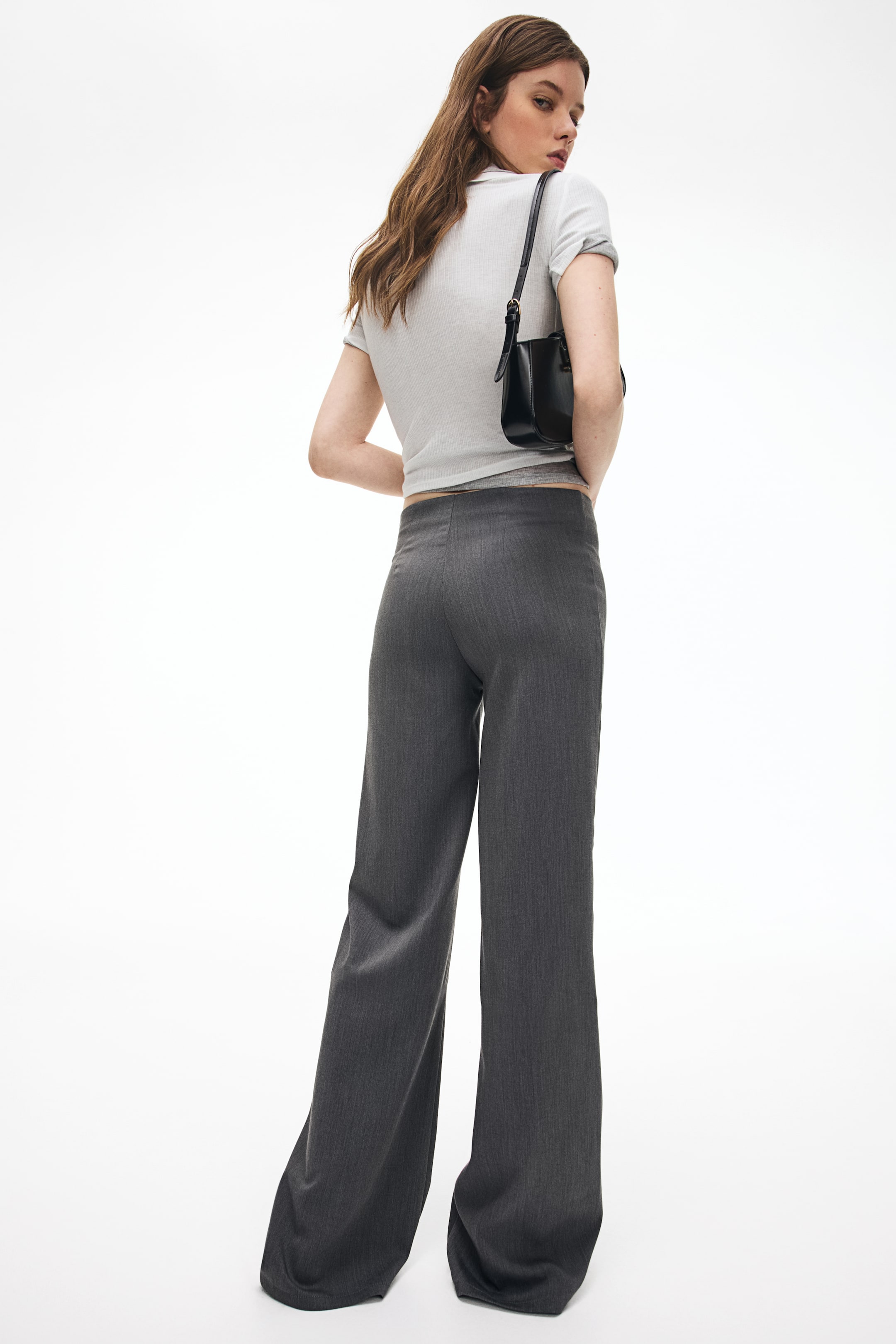 Wide-Leg Twill Pants