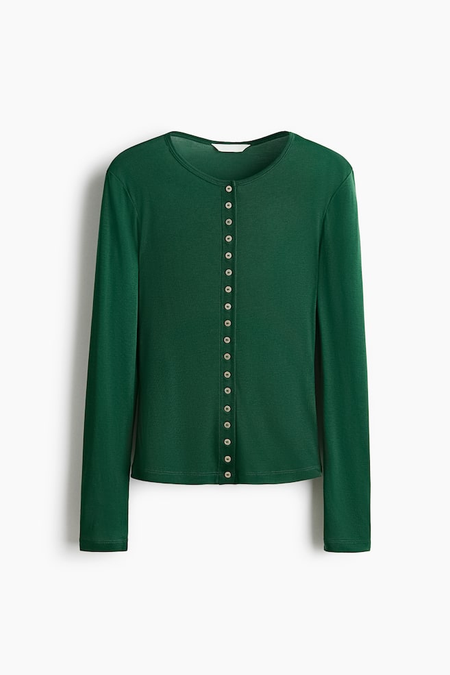 Sheer cardigan - Dark green/Dark beige - 1