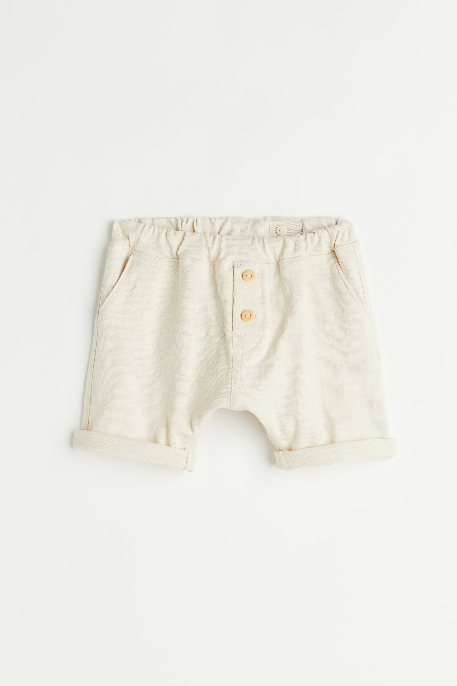 Shorts i flamméjersey - Lys beigemeleret