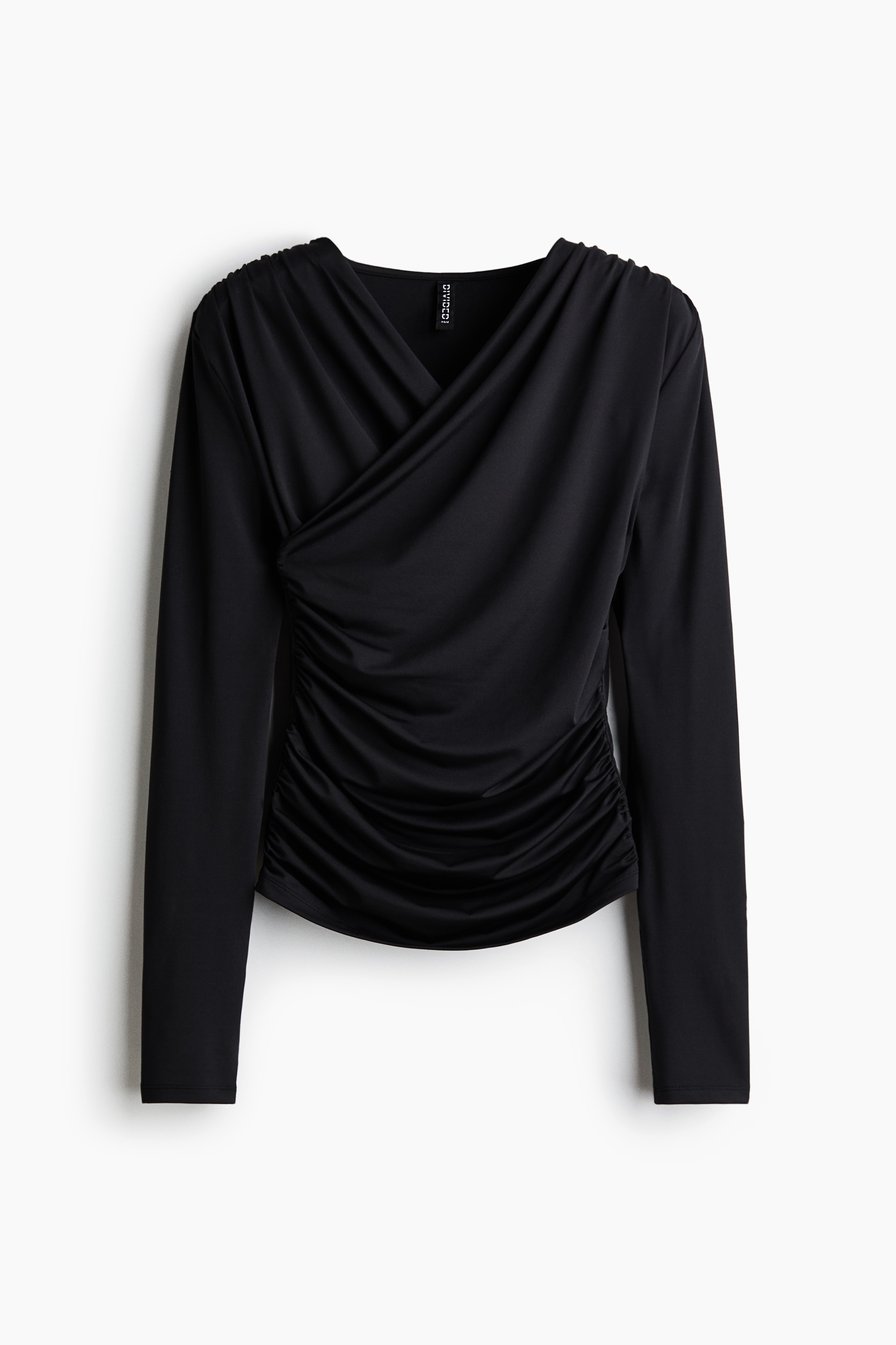 Drapiertes Jerseyshirt - Schwarz/Braun/Rot