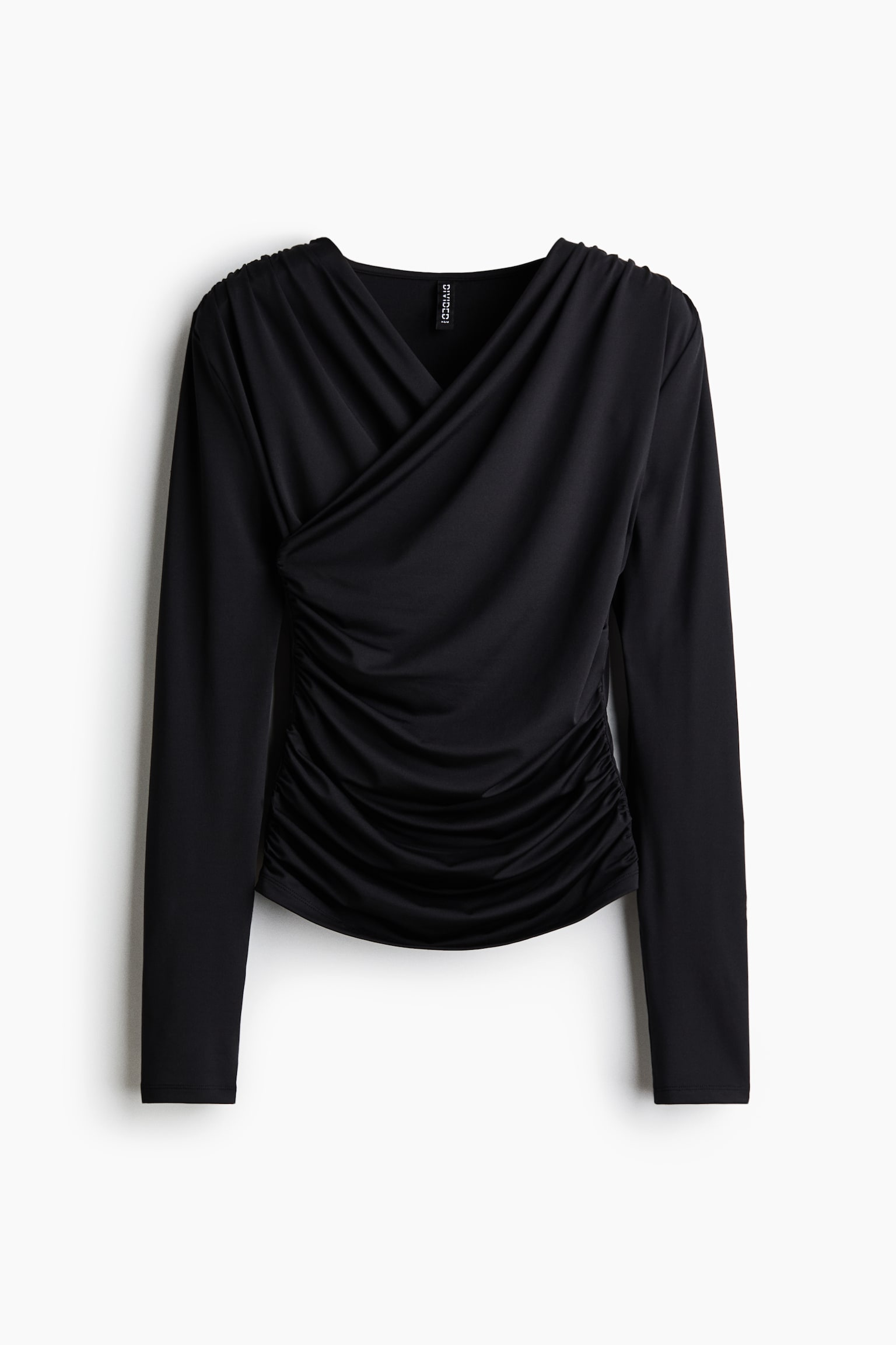 Женский топ H&M Draped Jersey Top, цвет: Чёрный — фото 1
