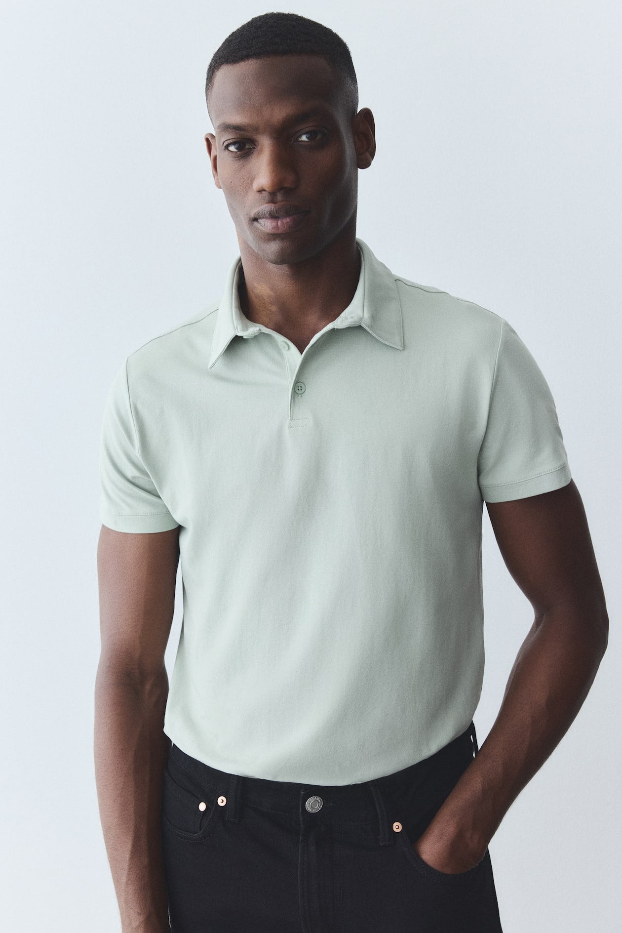 Men's Mint green Slim Fit Polo Shirt | H&M PH