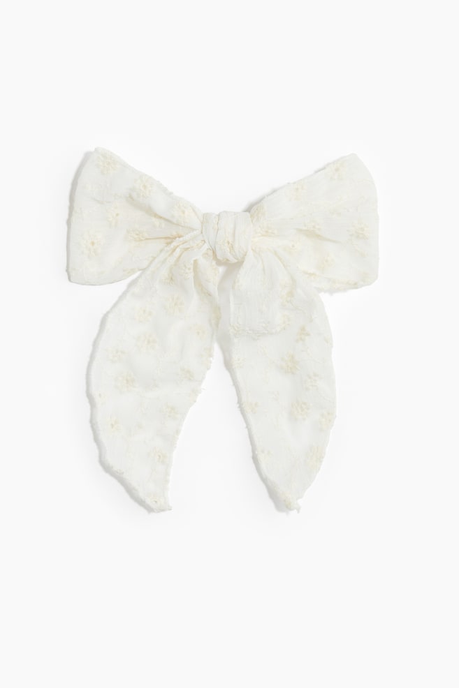 Bow Hair Clip - White/Black - 1