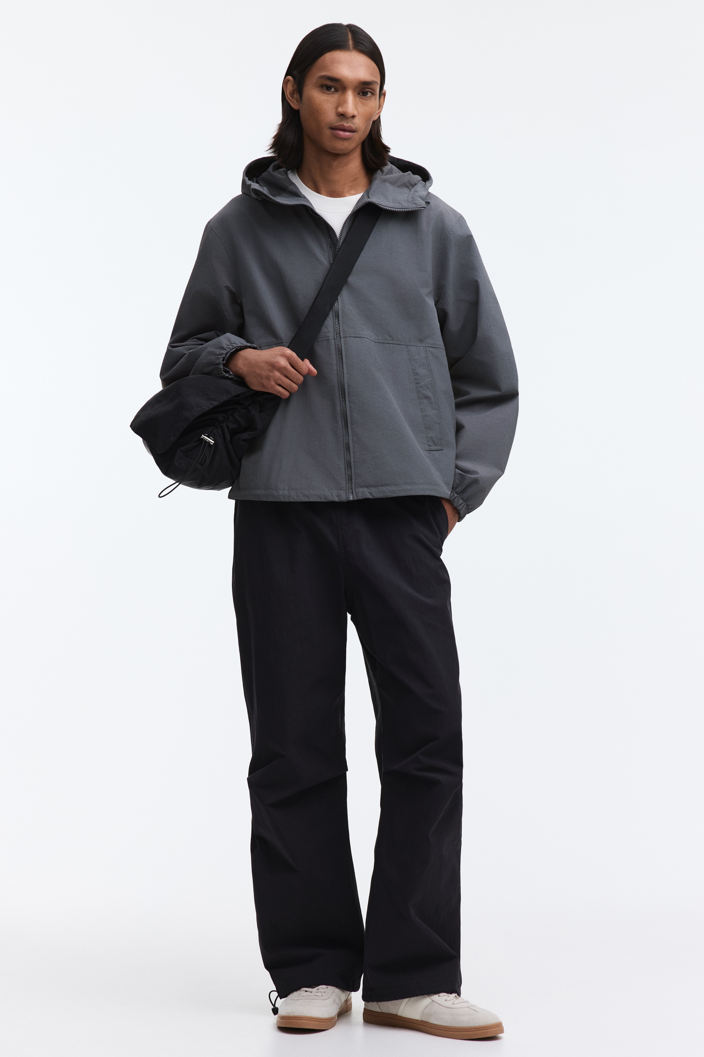 Giacca a vento idrorepellente in nylon - Grigio/Blu petrolio scuro/Nero/Talpa scuro