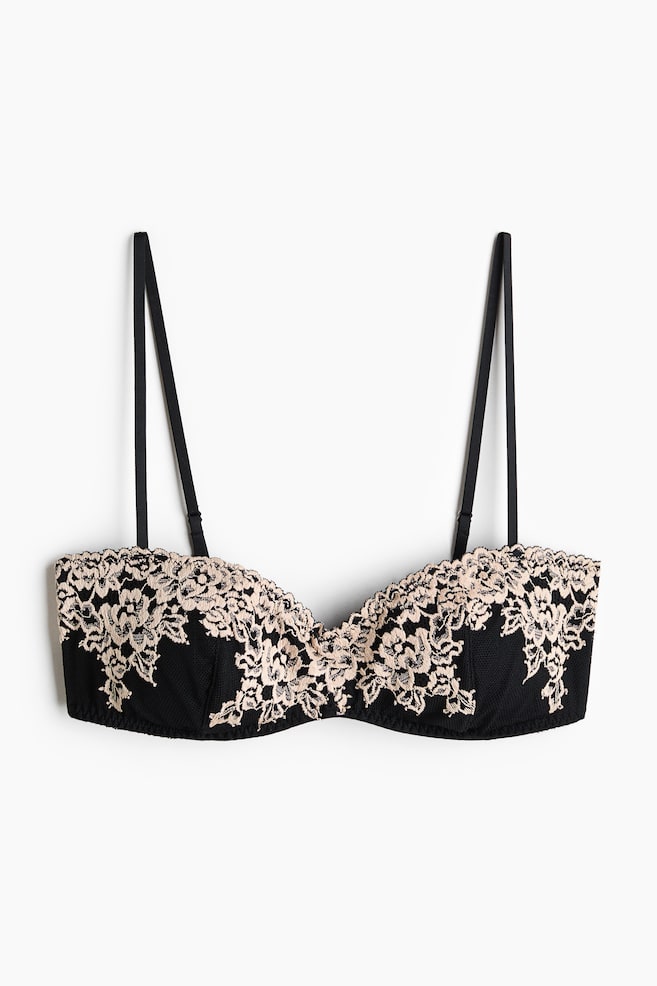 Bandeau-BH aus Spitze - Schwarz/Cremefarben - 1