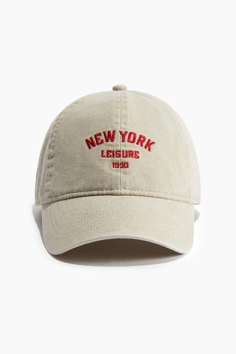 Embroidered-motif Twill Cap - Light beige/New York - Ladies  display picture 1