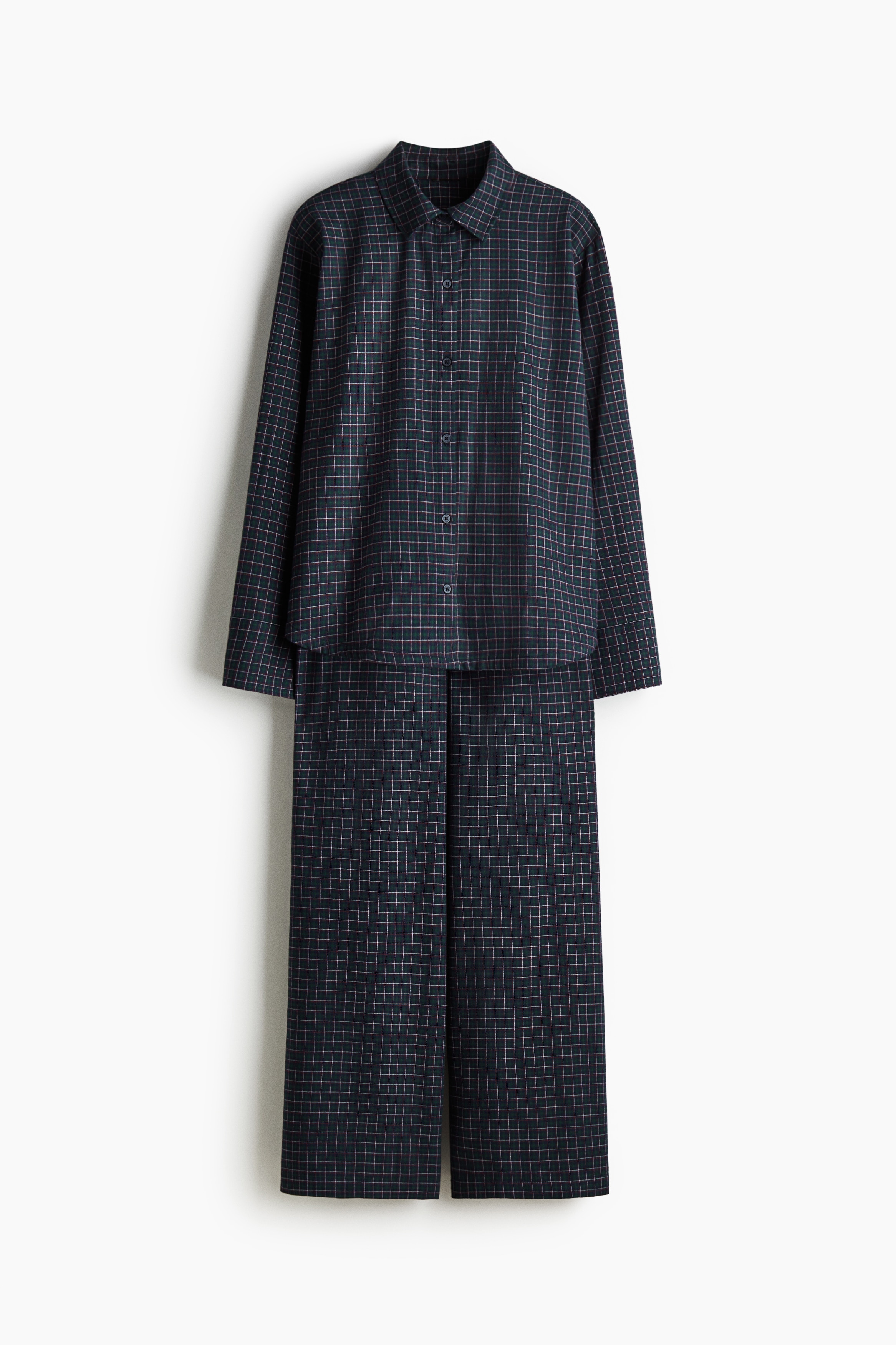 Pyjama van katoenflanel - Marineblauw/geruit/Lichtblauw/gestreept/Rood/geruit/Donkerrood/geruit/Rood/geruit