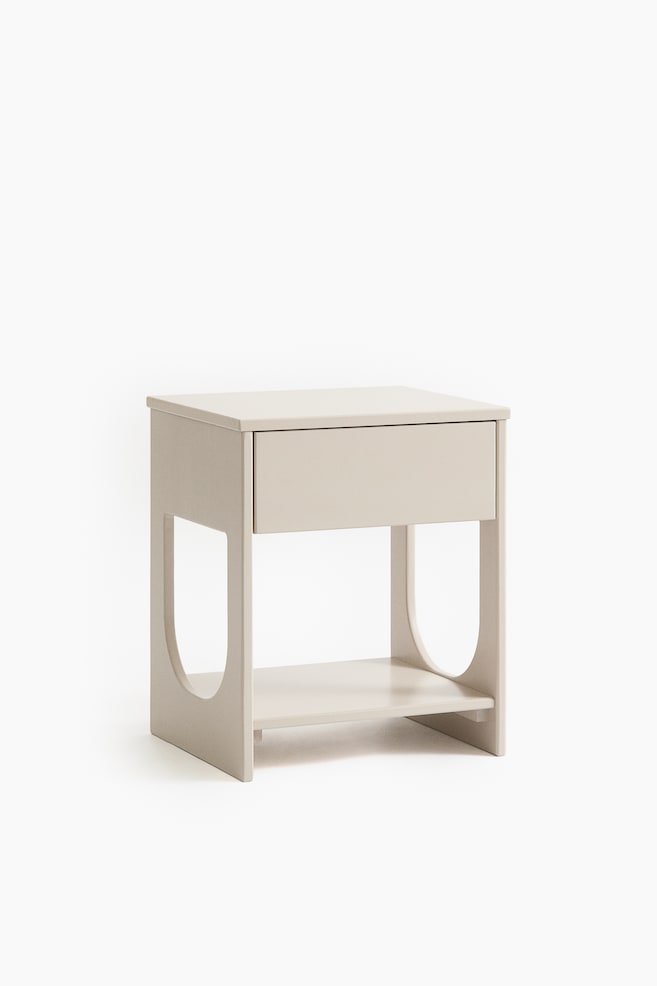 Pinewood bedside table - Light beige/Dark brown - 1