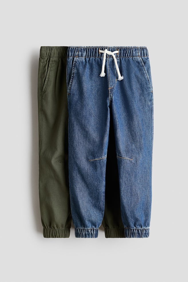 2-Pack Cotton Joggers - Dark denim blue/khaki green/Light denim blue/green/Dark denim gray/denim black/Light denim blue/navy blue/Denim blue/beige/Brown/denim blue - 1
