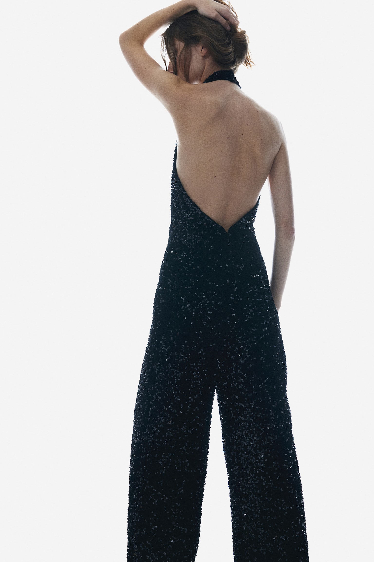 Sequined halterneck jumpsuit - Black - 6