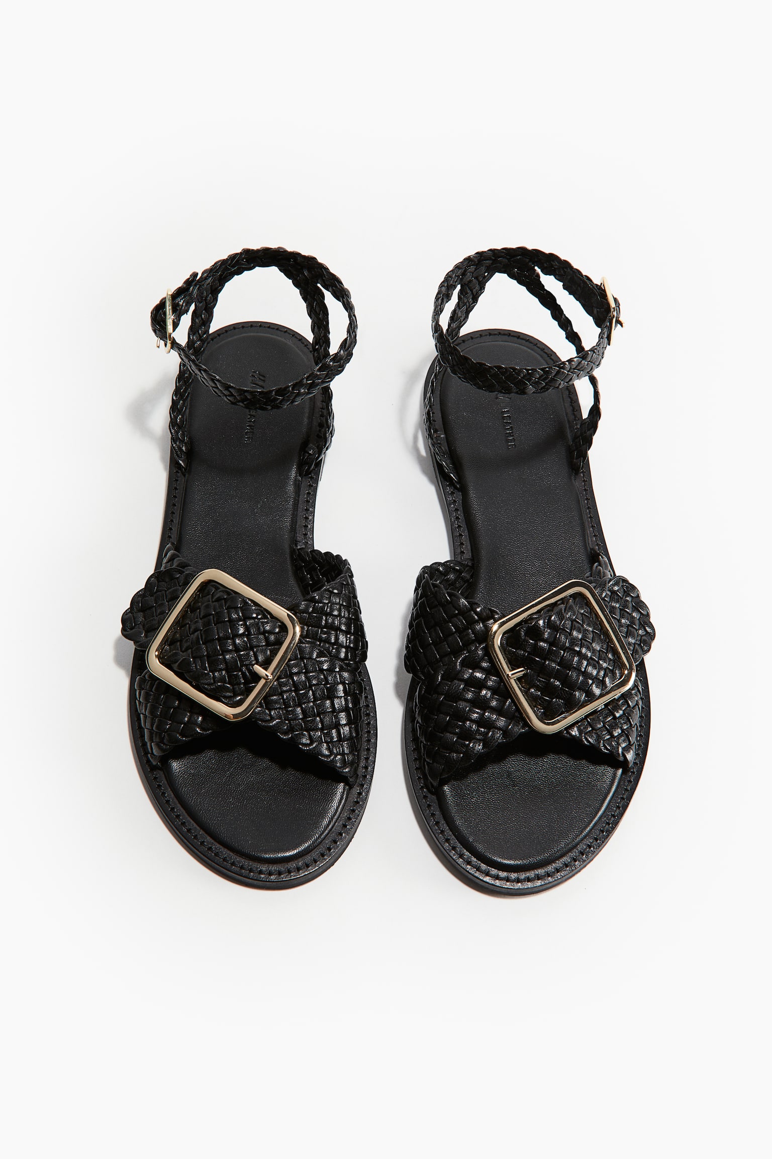 Braided leather sandals - Black - 3