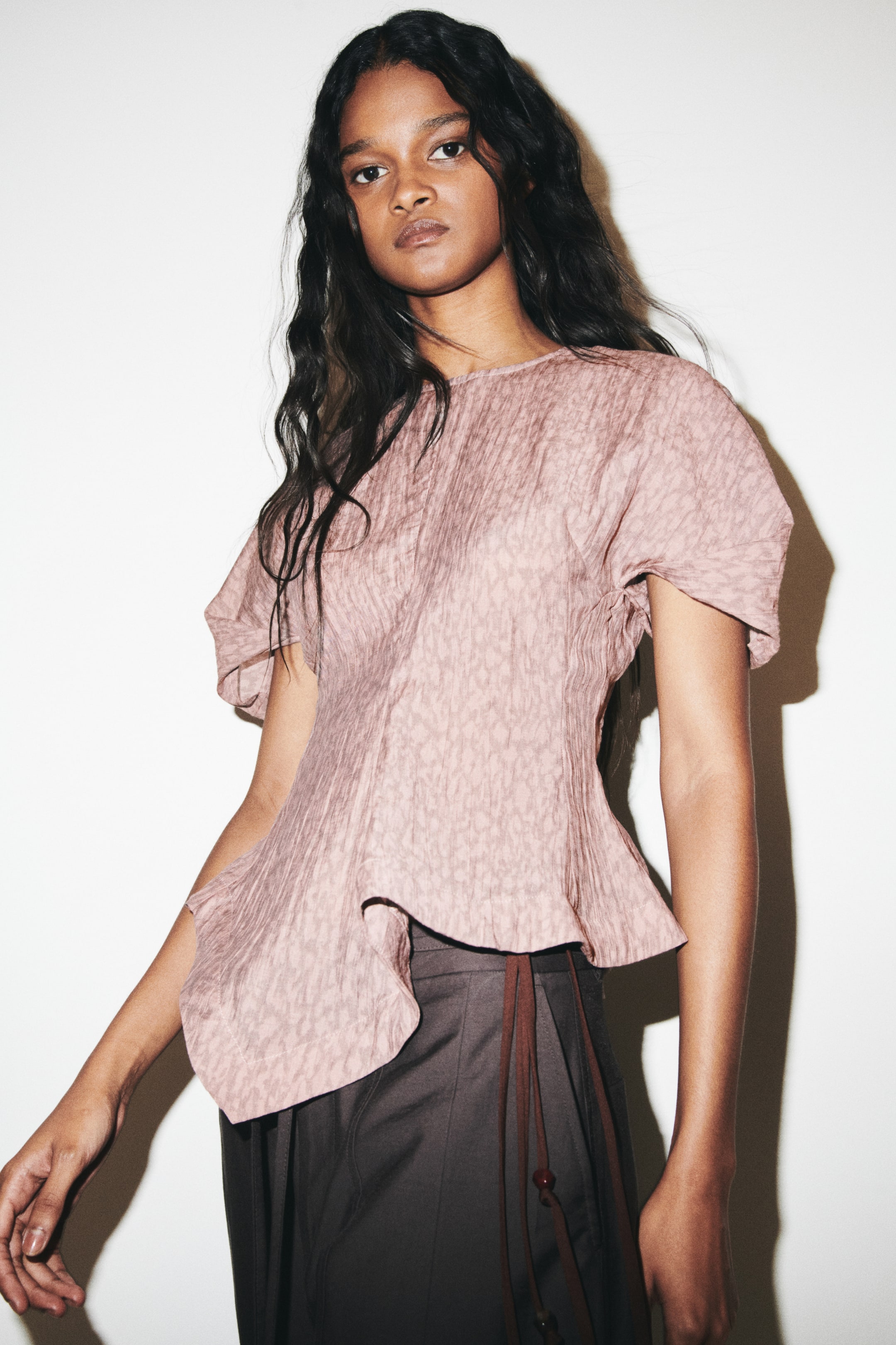 Lyocell-Blend Handkerchief Blouse