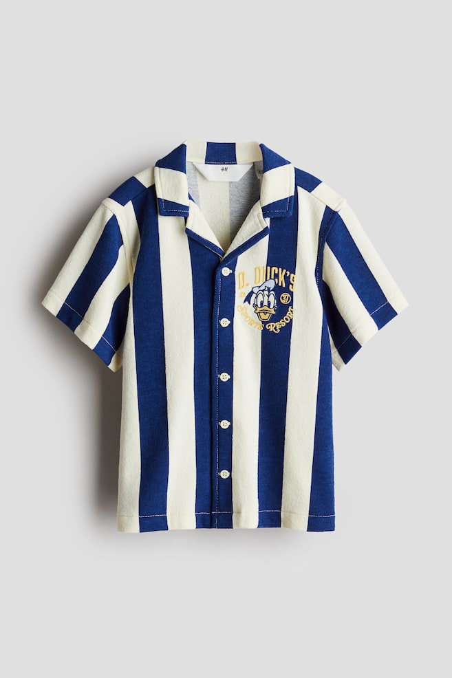 Chemise à col cubain avec détail brodé - Crème/Donald - 1