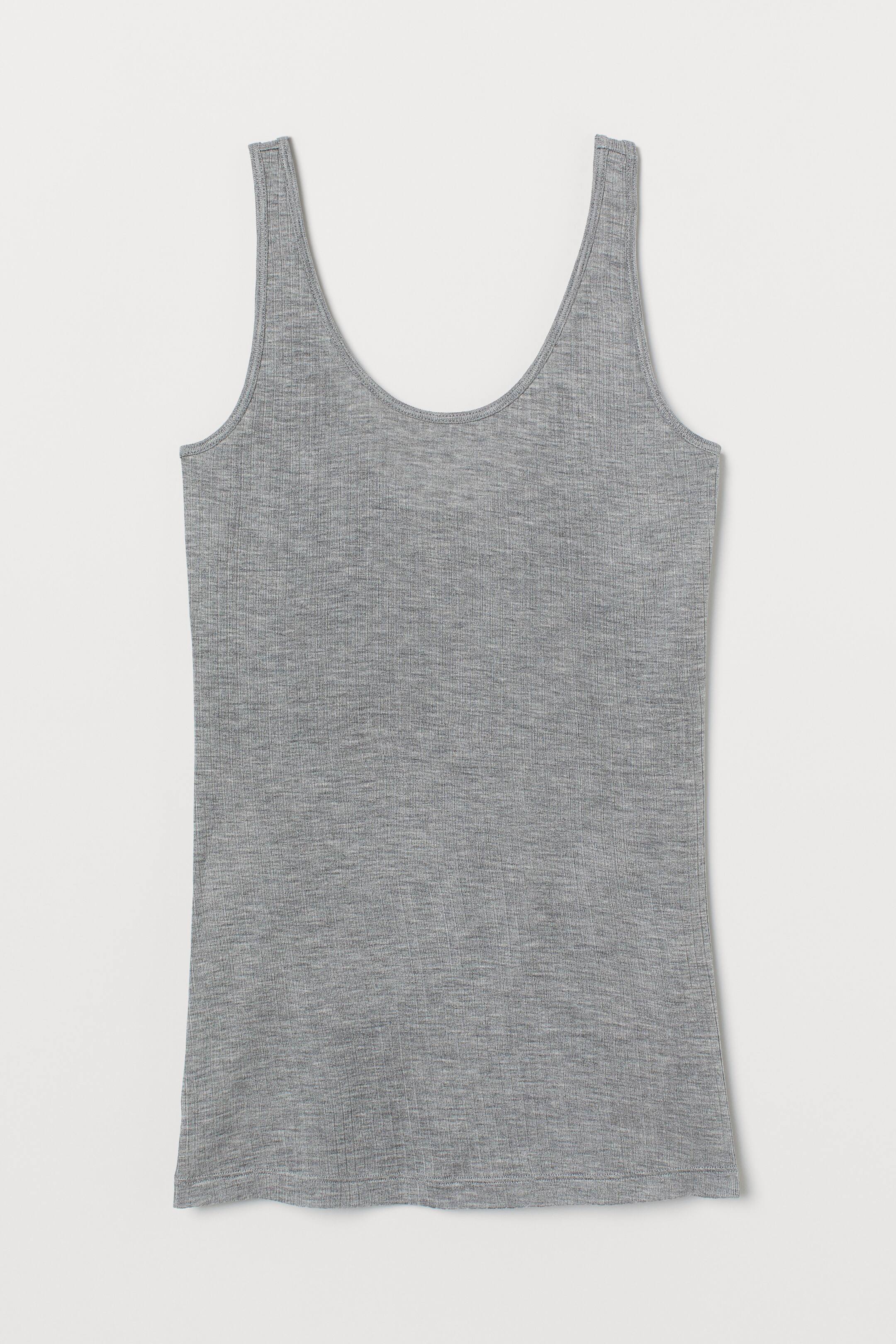 View larger image: Silk-blend vest top - Grey marl - Ladies | H&M 1