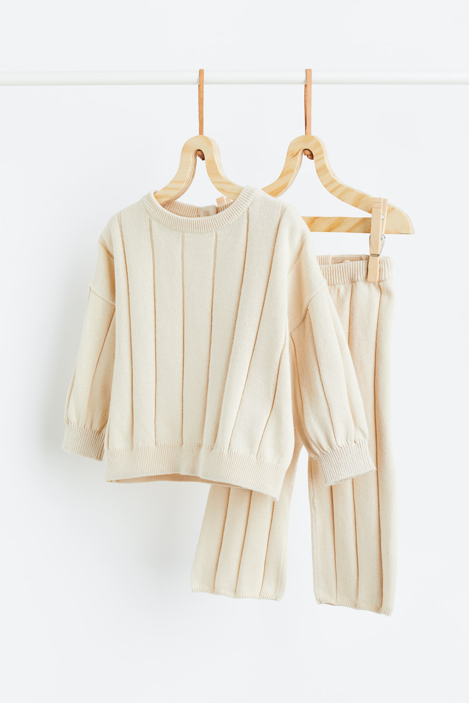 2-teiliges Strickset - Hellbeige