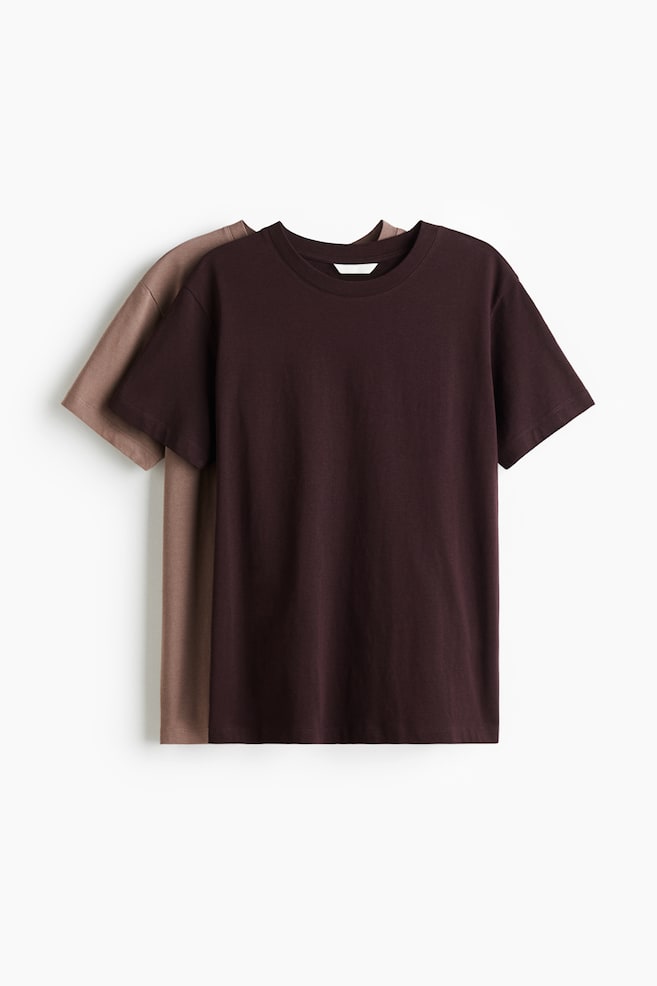2-pak T-shirt - Beige/Vinrød - 1