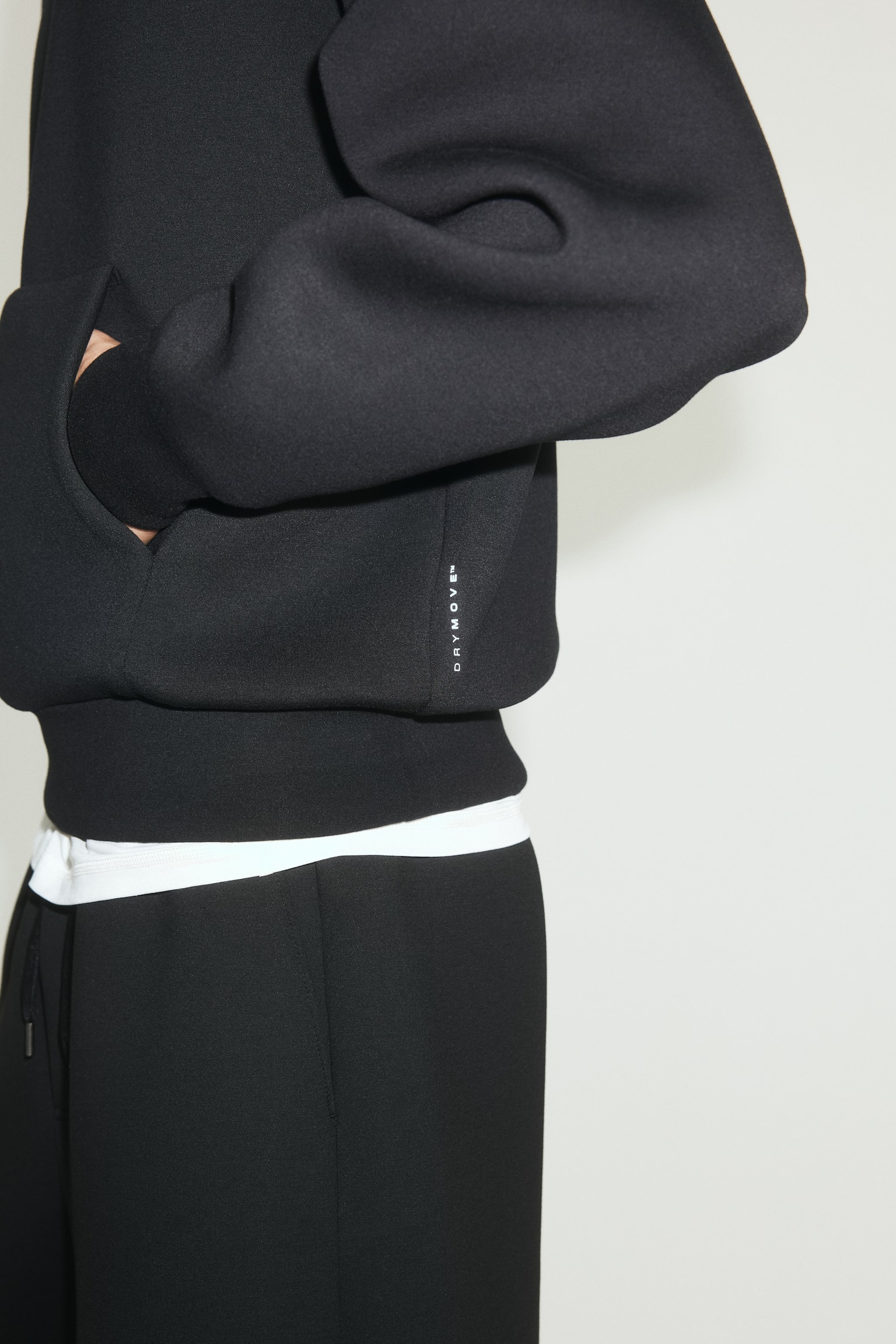 Oversized Fit Sports hoodie with DryMove™ - Black/Beige/Dark brown - 5