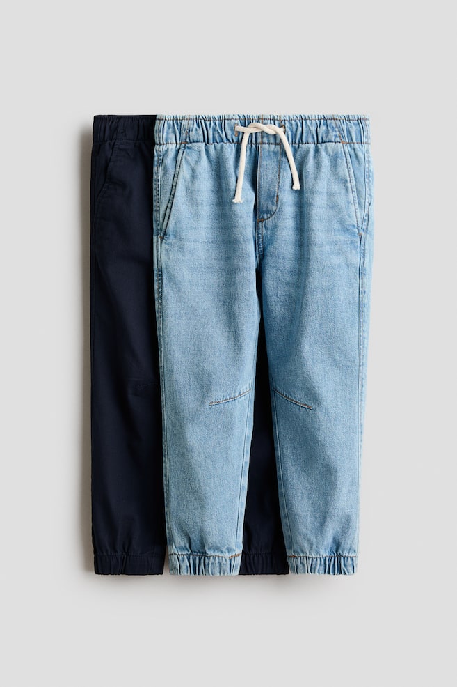 2-pack cotton joggers - Light denim blue/Navy blue/Brown/Denim blue/Light denim blue/Green/Dark denim blue/Khaki green - 1