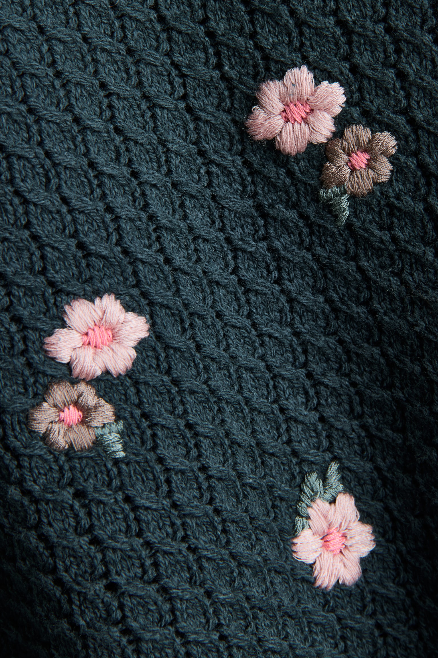 Детский свитер H&M Embroidered-Detail Cotton, цвет: Тёмный зелёный — фото 2