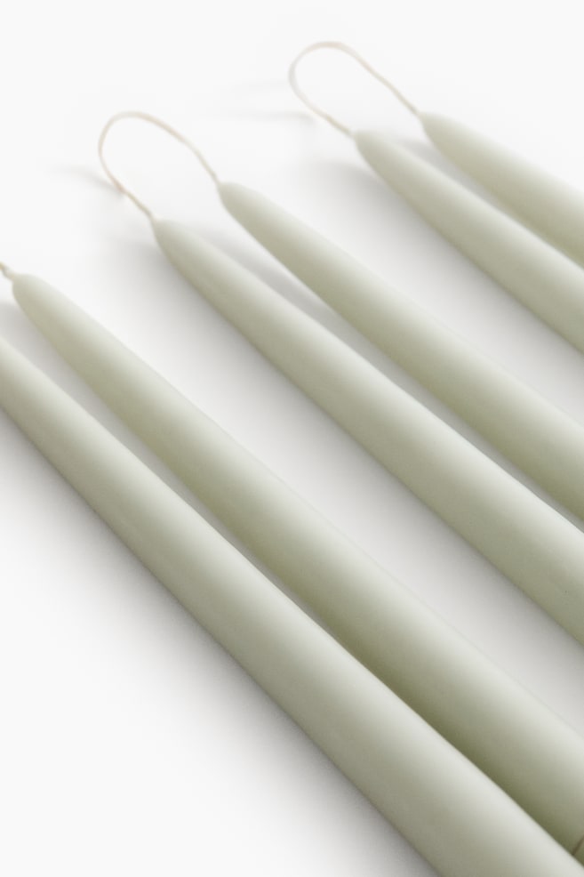 6-pack Taper Candles - Sage green/White/Light yellow/Light beige/Dark brown/Red/Light pink - 3
