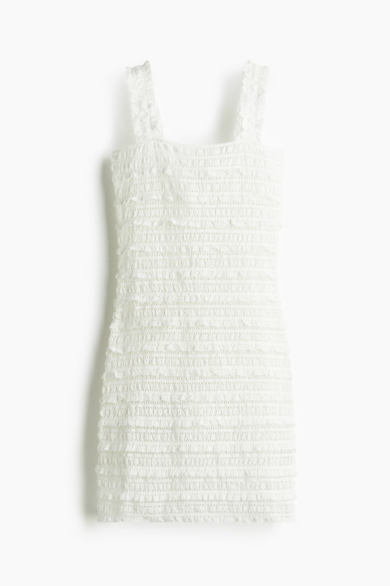 h&m cream lace dress H&M Conscious Ivory Openwork Cream Lace Broderie High Neck Dress size M 12 14
