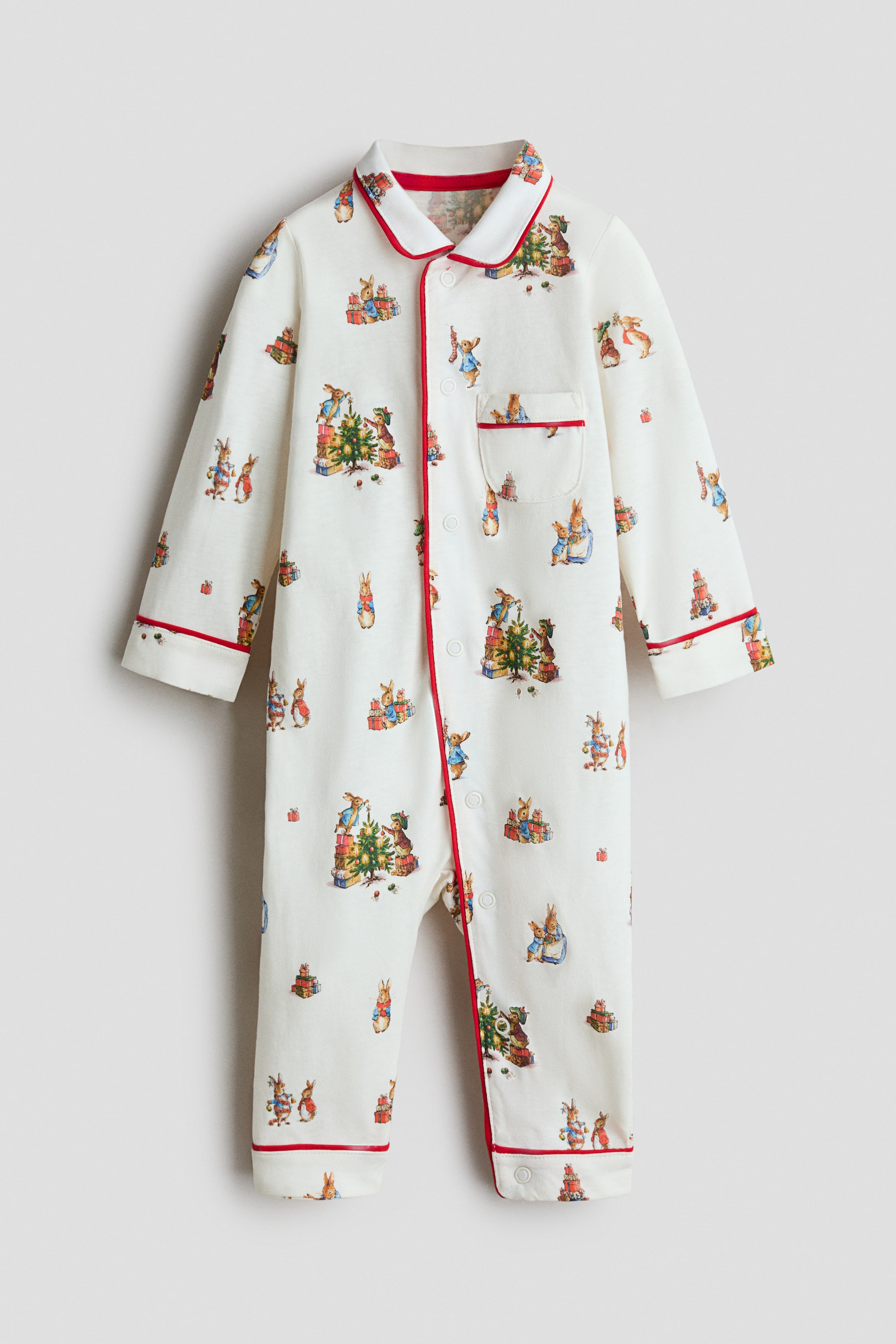 View larger image: Collared cotton sleepsuit - White/Peter Rabbit - Kids | H&M IE 1