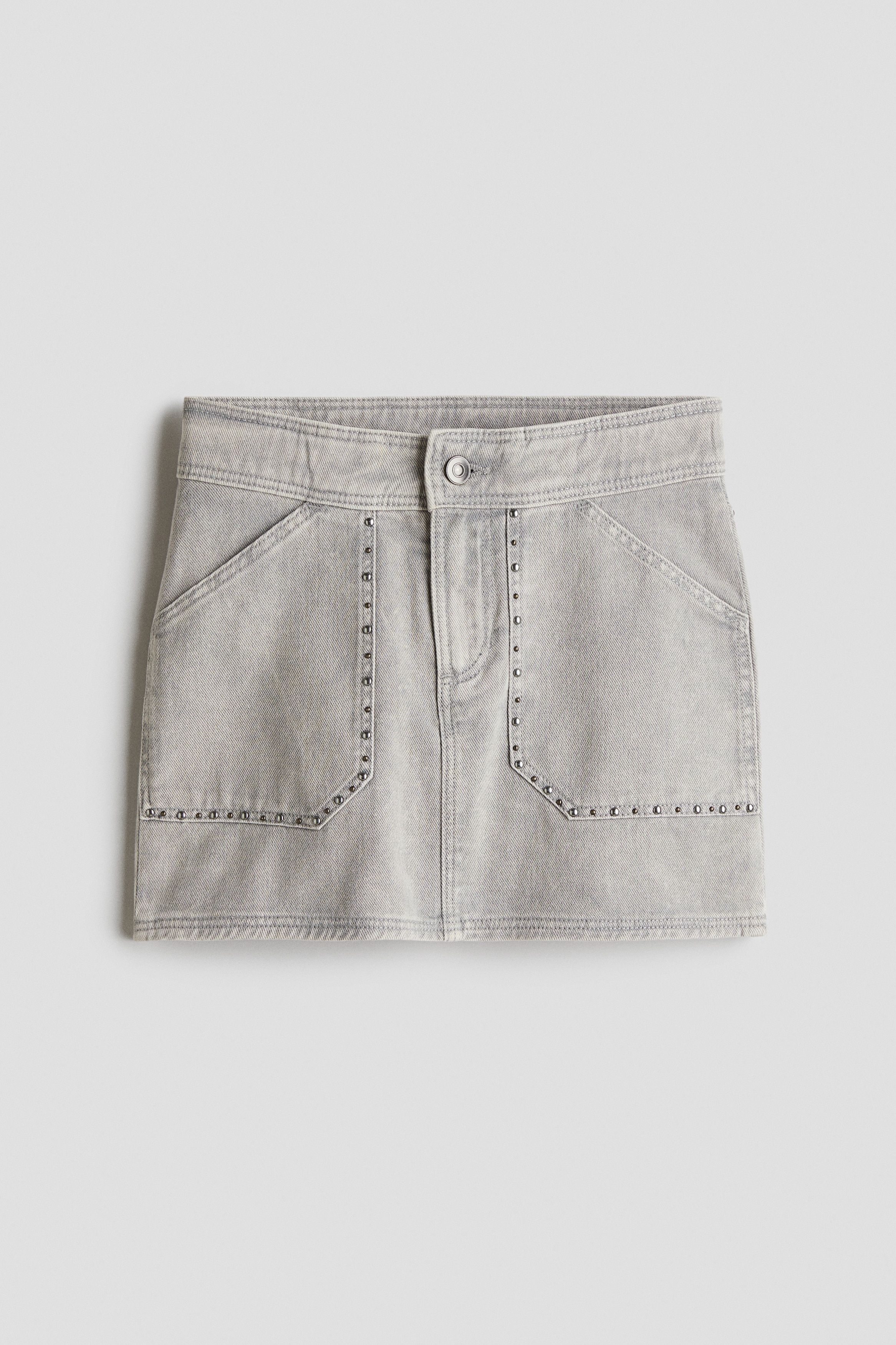 H & M - スタッズデニムスカート - グレー
