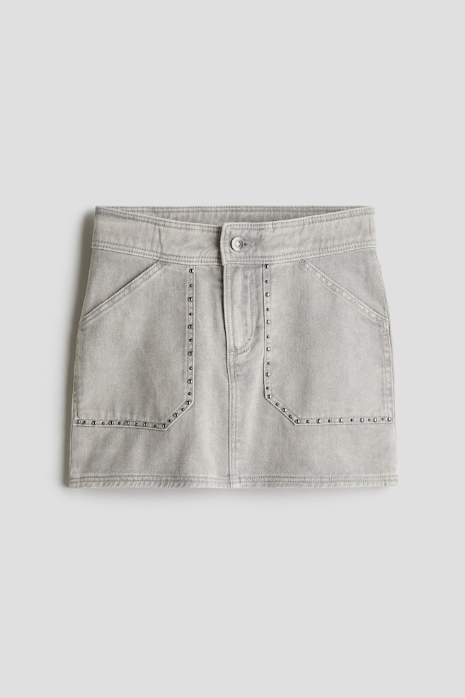 Studded denim skirt - Light grey/Powder pink - 1