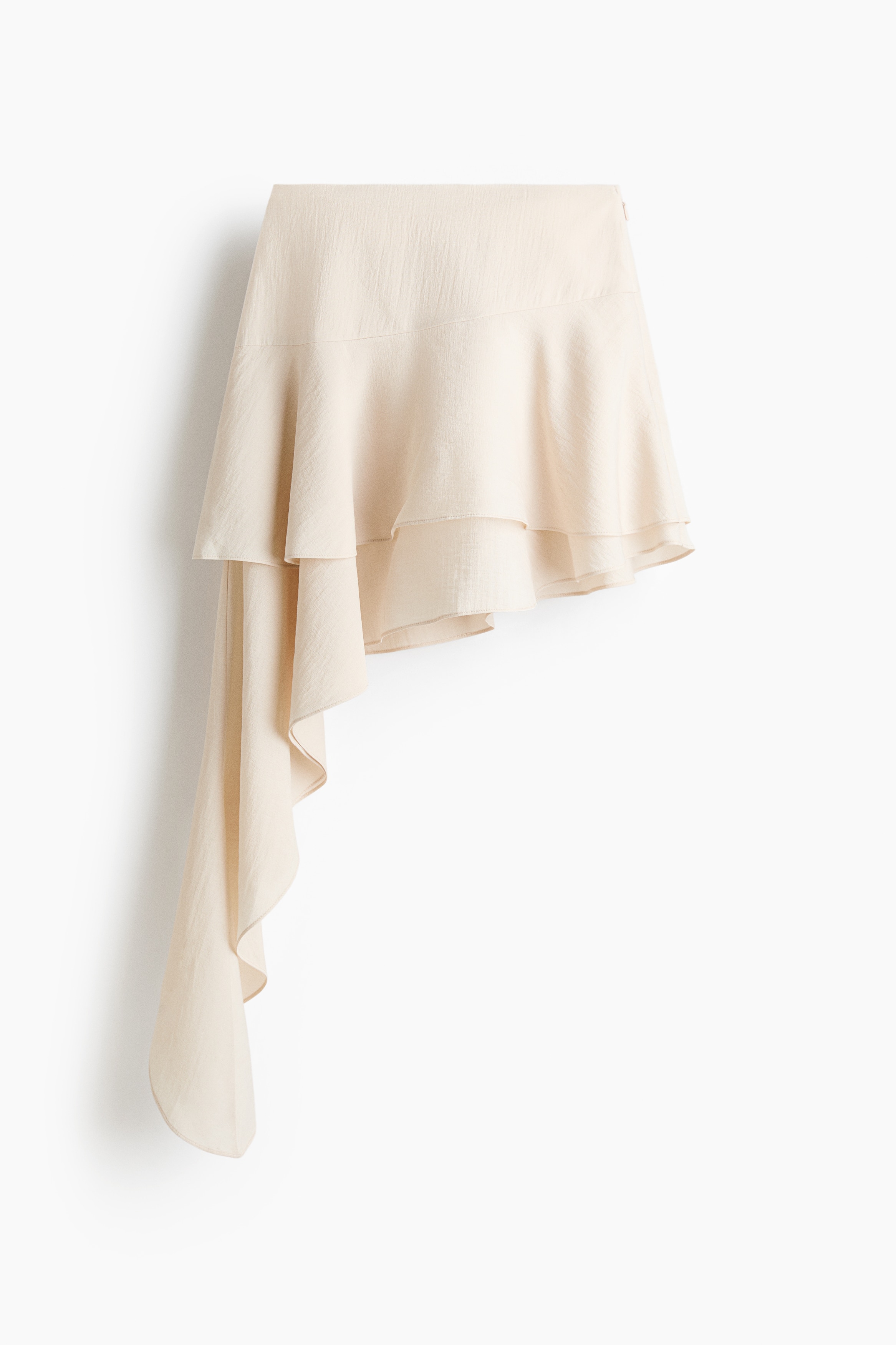 Falda escalonada con panel drapeado - Beige claro