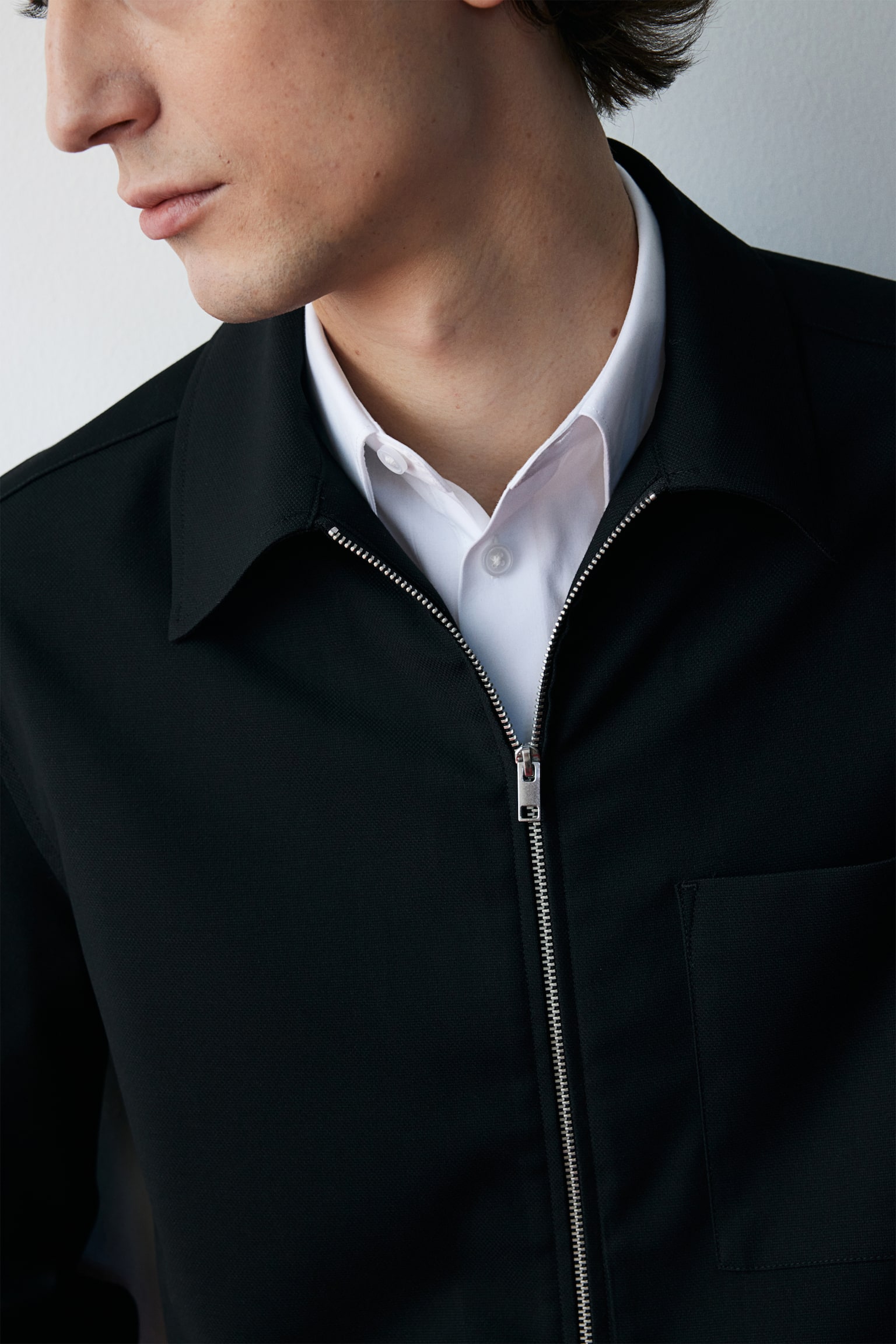 Regular Fit Twill overshirt - Black/Cream - 5