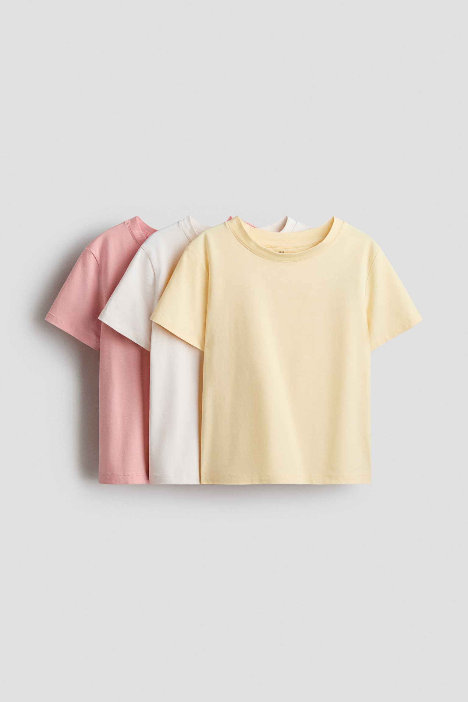 3-pack topp i bomull - Gul/Lys rosa/Cream/Lys grå/Sort/Lys rosa/Hvit/Lys blå/Lys grønn/Lys rosa