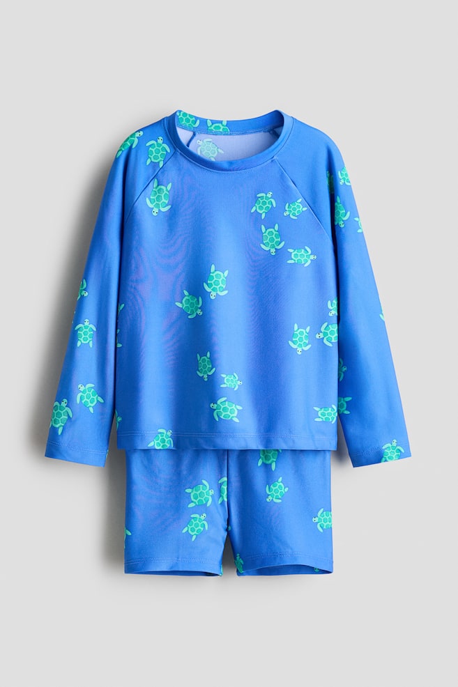 Printed Swim Set - Blue/turtles/Brown/striped/Light turquoise/white striped - 1