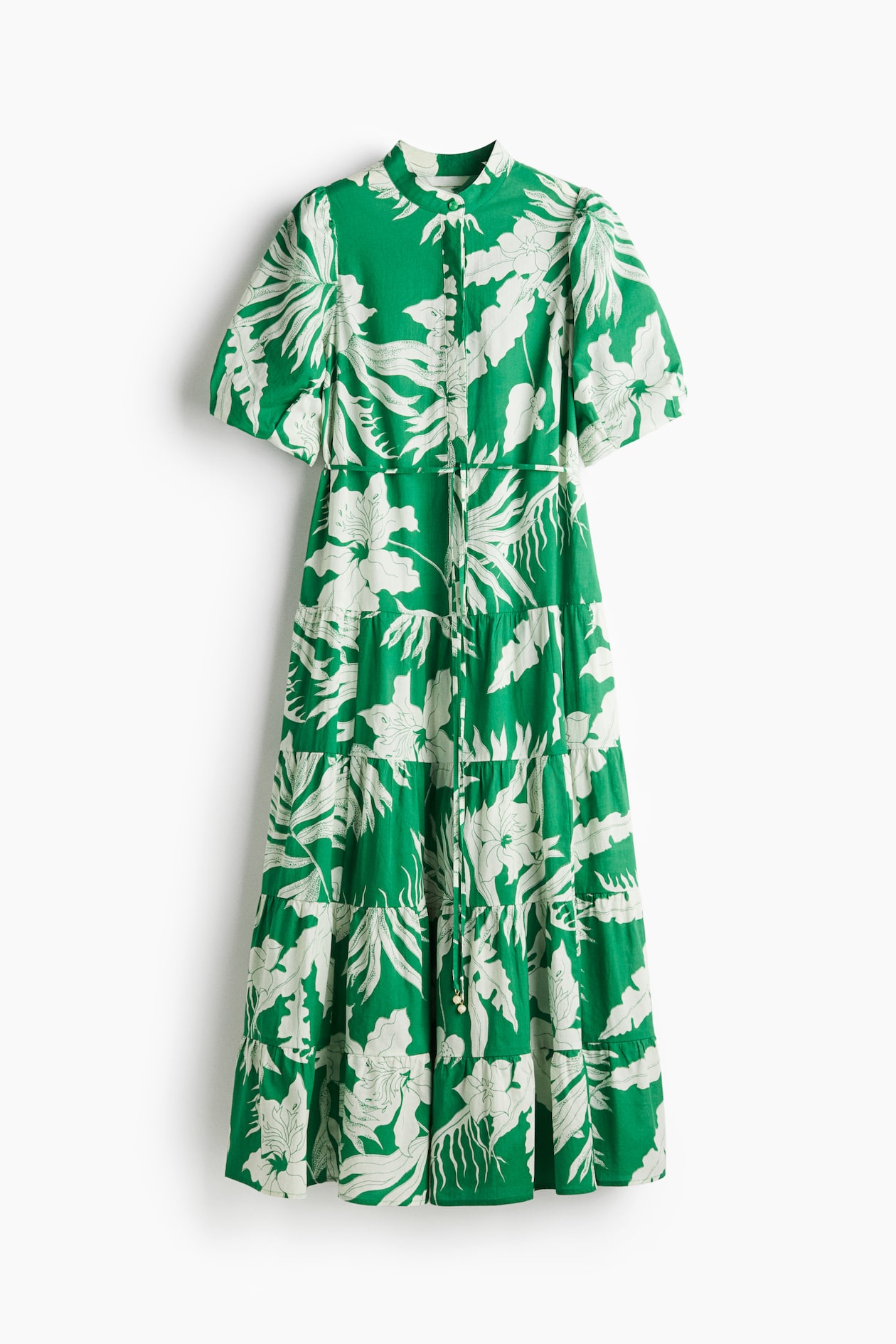 Women's Green/Floral Long cotton dress