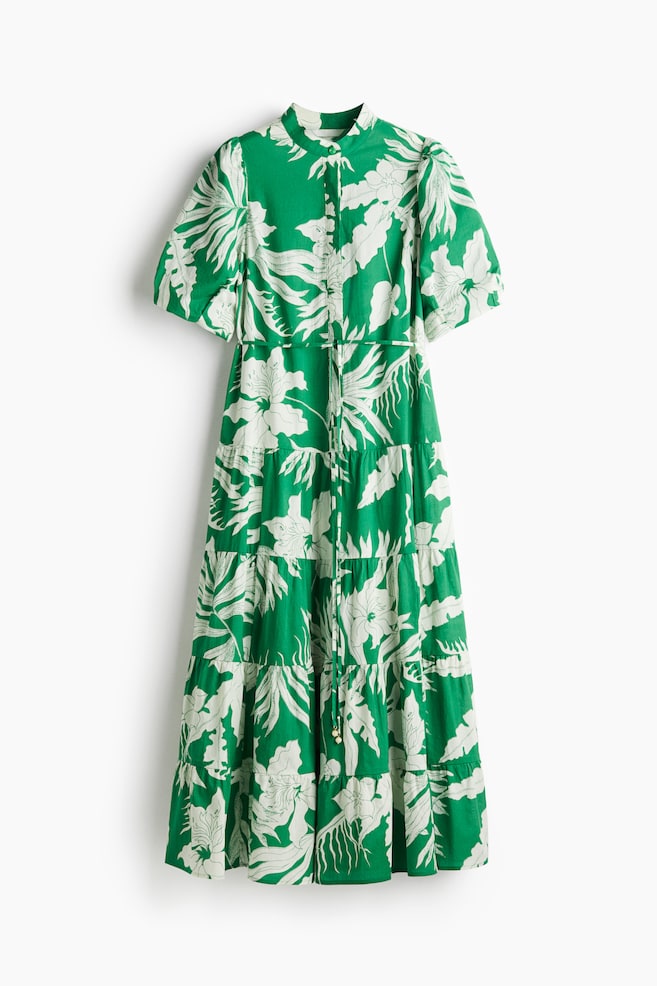 Pitkä puuvillainen mekko - Vihreä/Kukkakuvio/Valkoinen/Kuviollinen/Sininen/Paisley-kuvio/Valkoinen/Kukikas/Musta/Kukikas/Valkoinen/Kukikas - 1