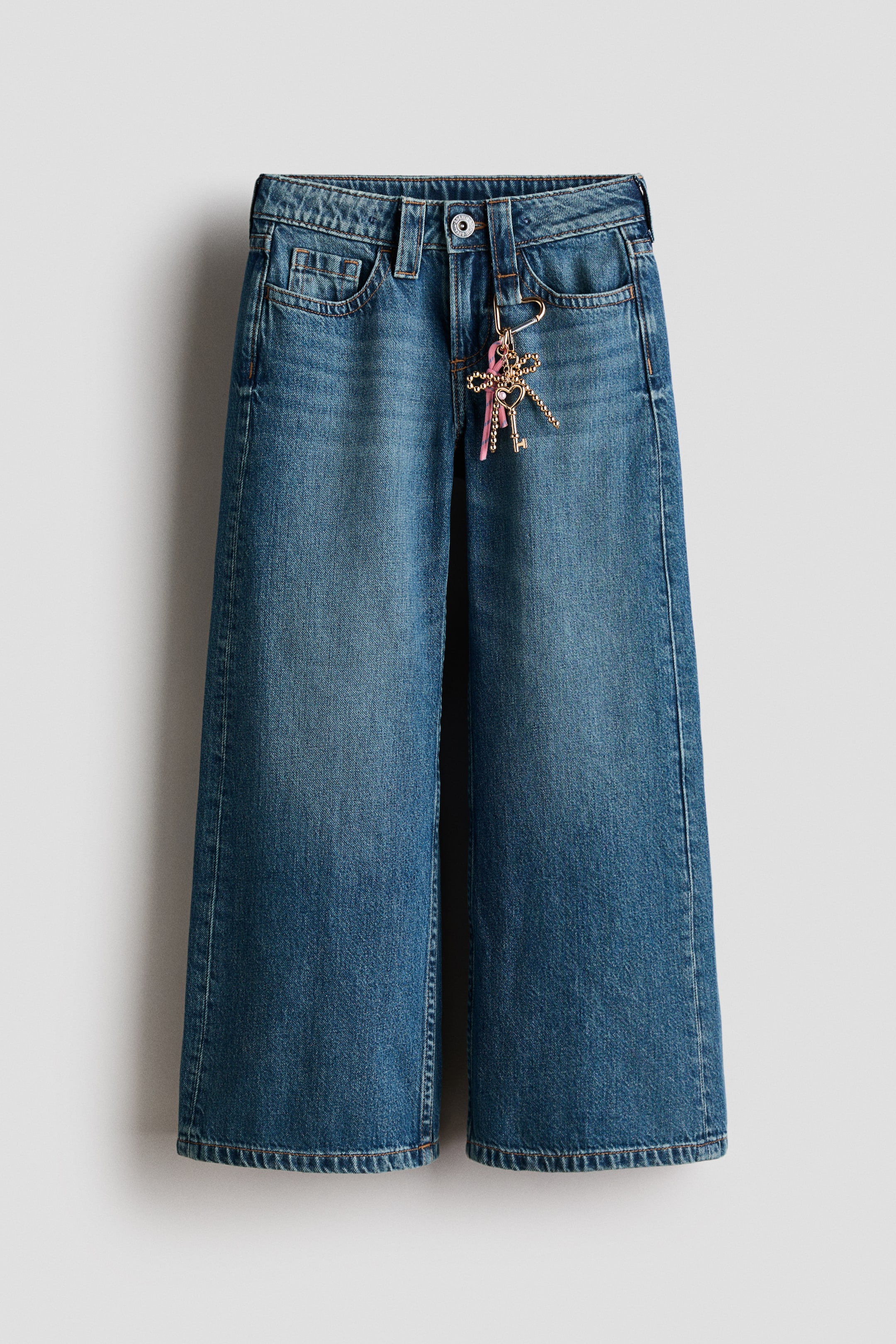 View larger image: Baggy Wide Leg Jeans - Denim blue/Bow - Kids | H&M IN 1