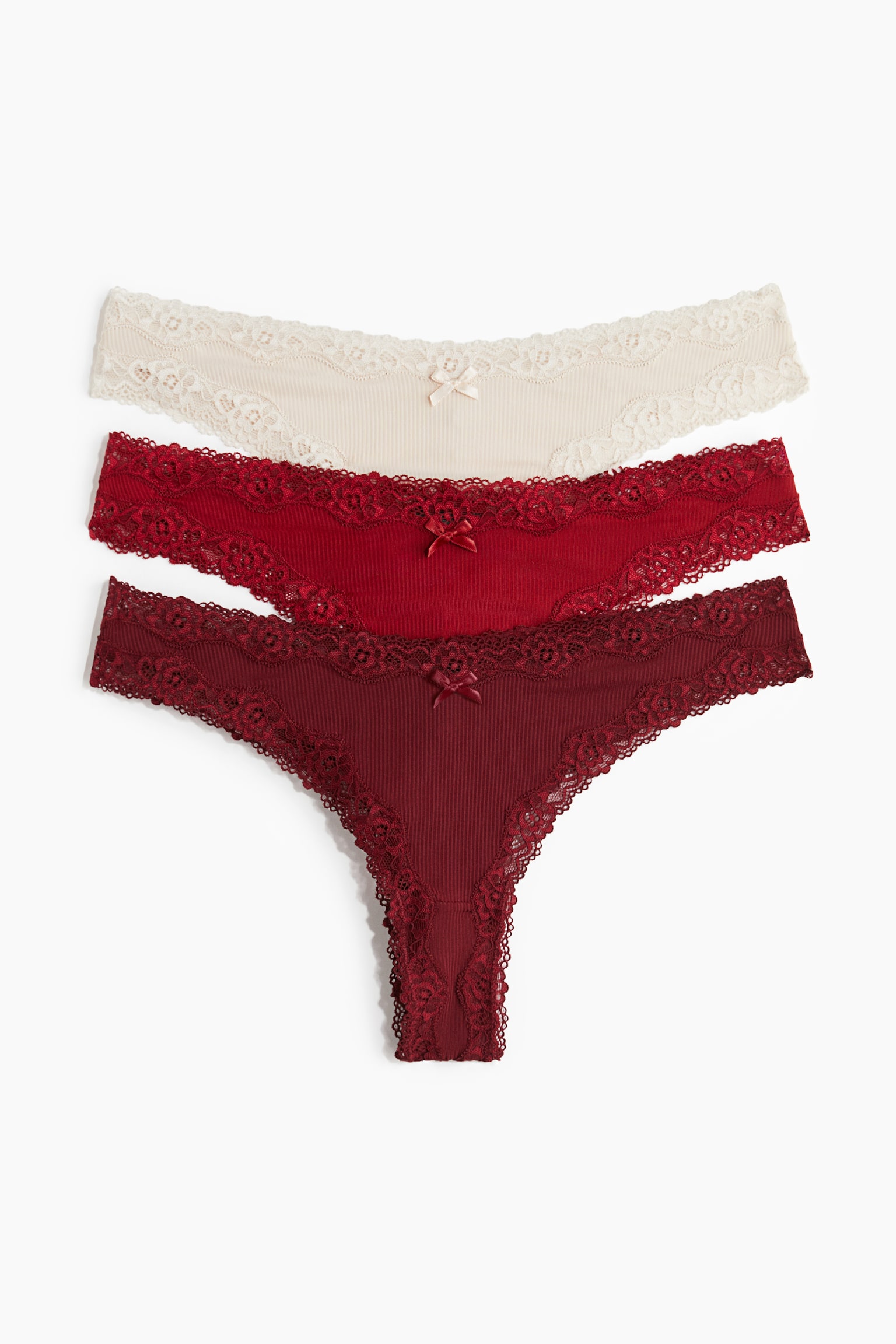 3-pack Brazilian briefs - Dark red/Burgundy/Light beige/Cream marl/Light beige/White/Light grey marl/Dark grey marl/Black - 2