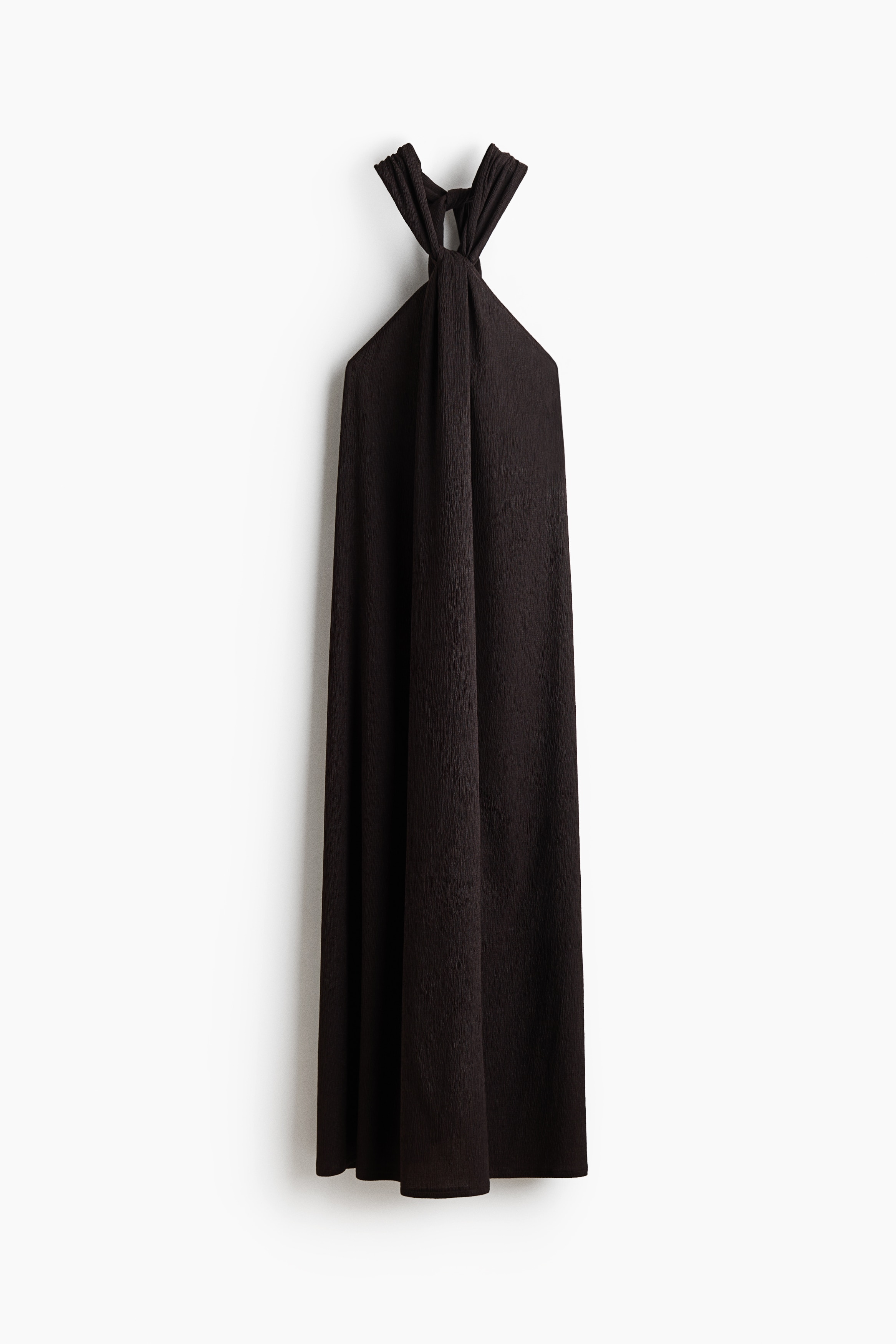 Twist-Detail Halterneck Dress - Dark brown/Light blue
