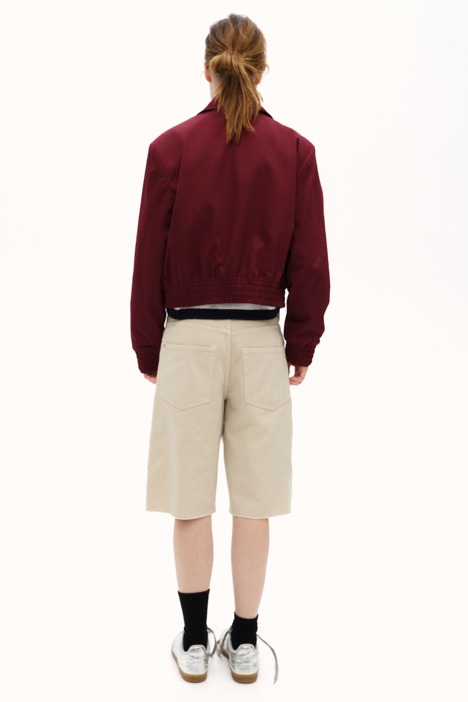 Shoulder-pad jacket - Burgundy - 5