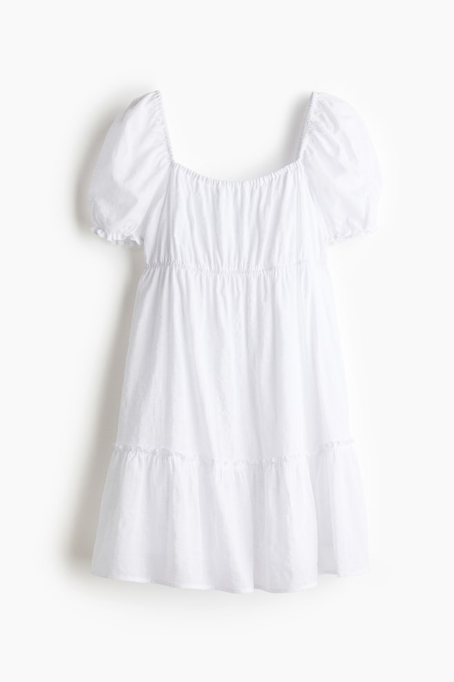 Jurk met volants - Wit/Wit/bloemen/Zwart - 1