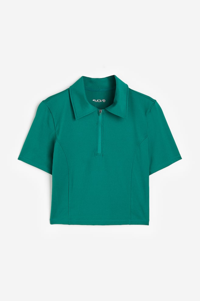 DryMove™ Cropped tennis shirt - Dark green/Black - 2