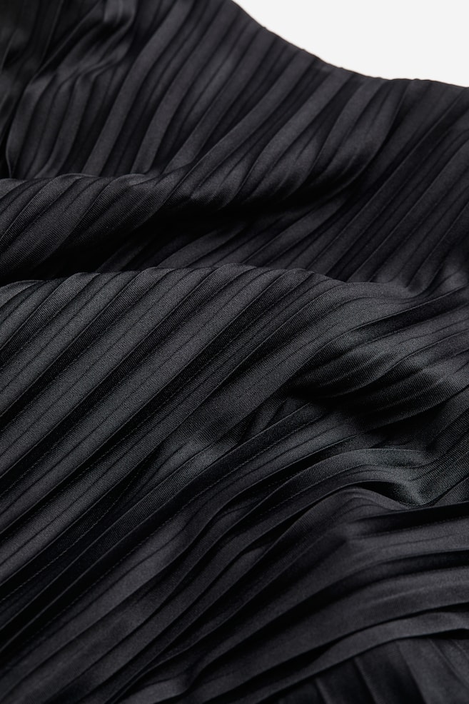 Pleated one-shoulder dress - Black - 4