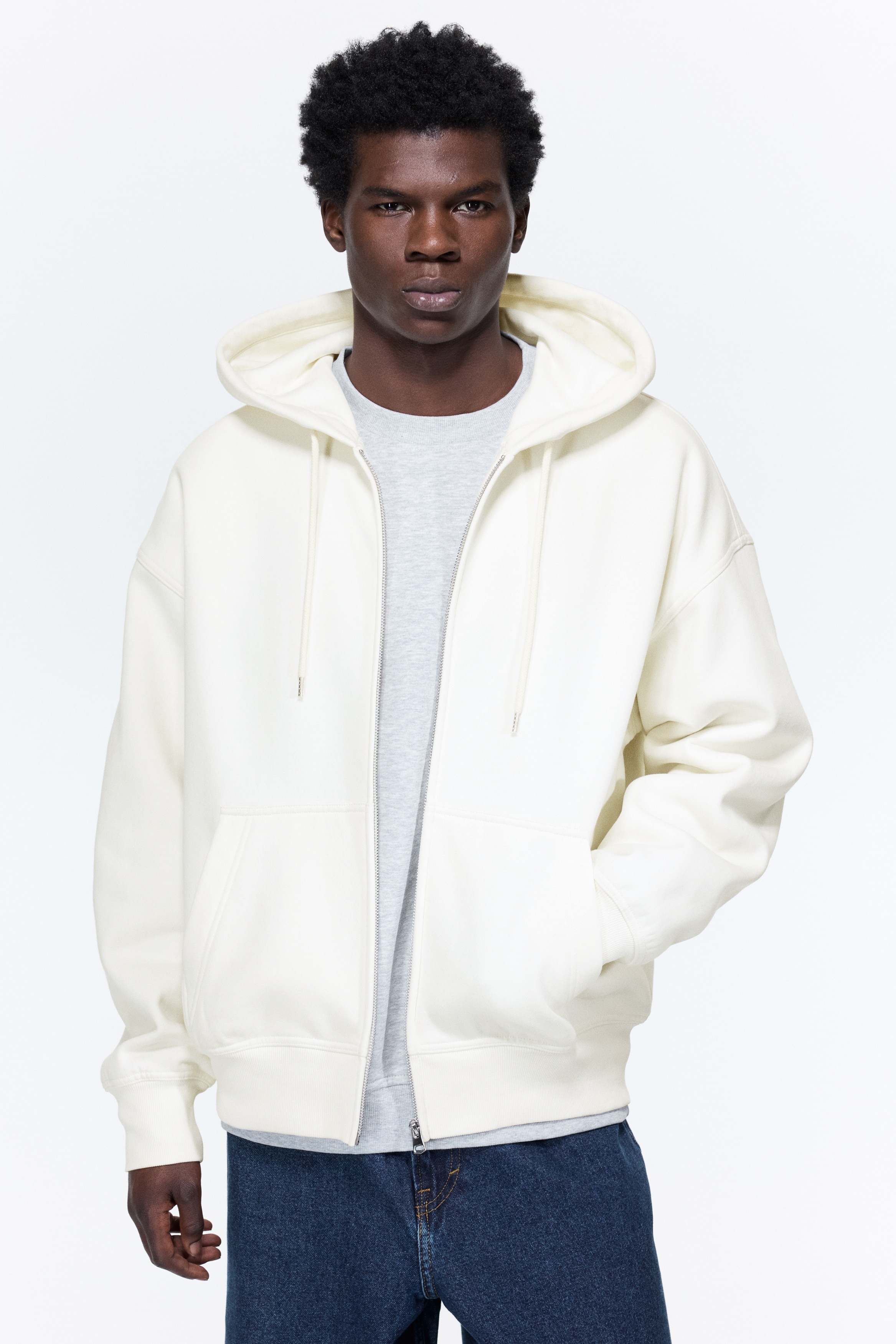 Oversized-Fit Hooded Jacket - Gray melange - Men | H&M US