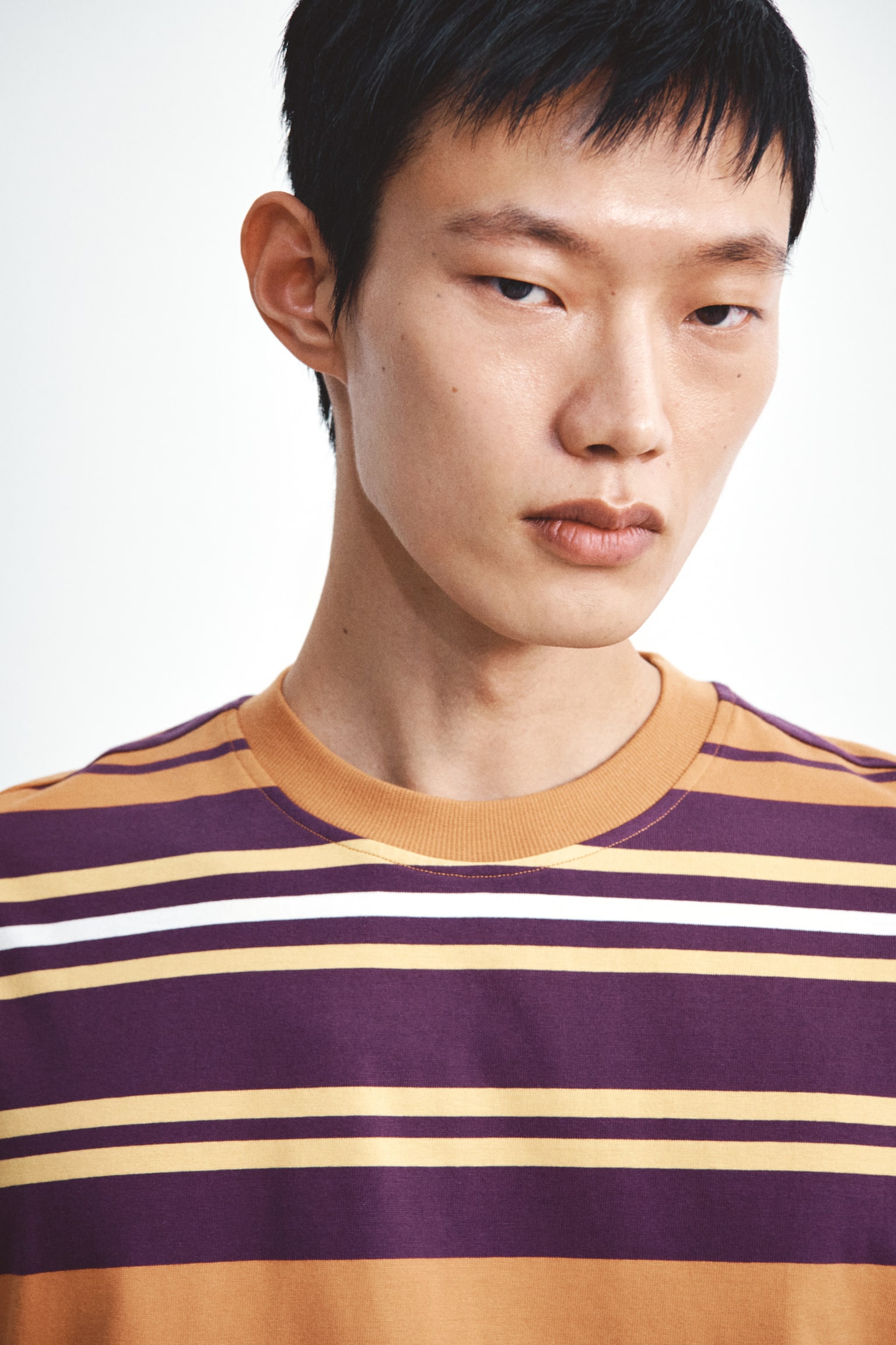 Cotton T-Shirt - Orange/striped/White/striped/Black/striped - 5