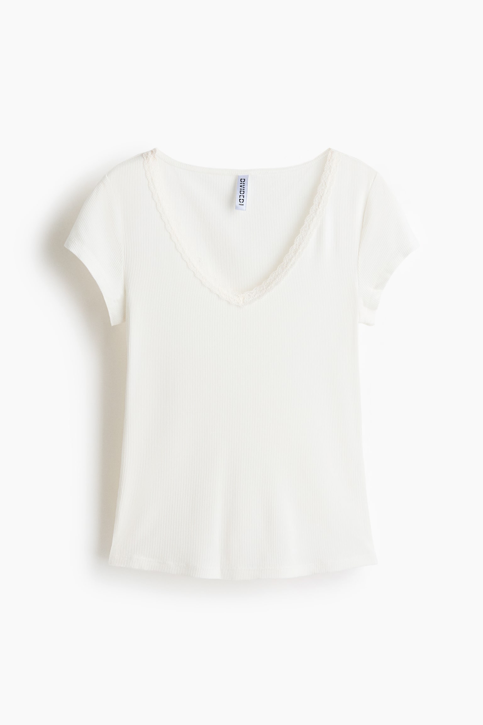 Haut en viscose avec dentelle - Blanc/Gris chiné/Noir - 1