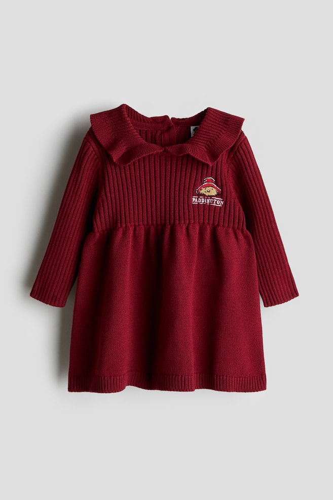 Rib-Knit Cotton Dress - Dark red/Paddington Bear - 1
